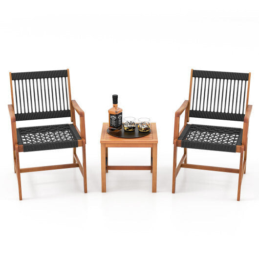 3 Pieces Acacia Wood Patio Furniture Set with Armchairs Coffee Table LuxuryLifeWay Online Store