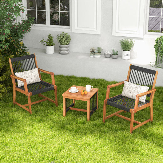 3 Pieces Acacia Wood Patio Furniture Set with Armchairs Coffee Table LuxuryLifeWay Online Store