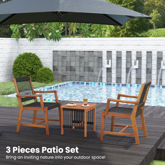3 Pieces Acacia Wood Patio Furniture Set with Armchairs Coffee Table LuxuryLifeWay Online Store