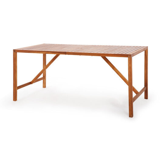 67 Inch Patio Rectangle Acacia Wood Dining Table with Umbrella Hole LuxuryLifeWay Online Store