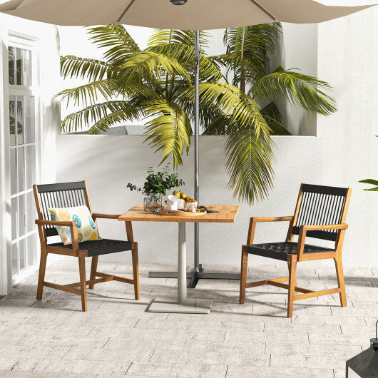 Set of 2 Patio Acacia Wood Dining Chairs with Armrests for Lawn Yard LuxuryLifeWay Online Store