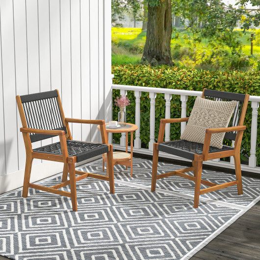 Set of 2 Patio Acacia Wood Dining Chairs with Armrests for Lawn Yard LuxuryLifeWay Online Store