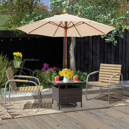Patio Square Wicker Side Table with Umbrella Hole for Yard Garden Poolside LuxuryLifeWay Online Store