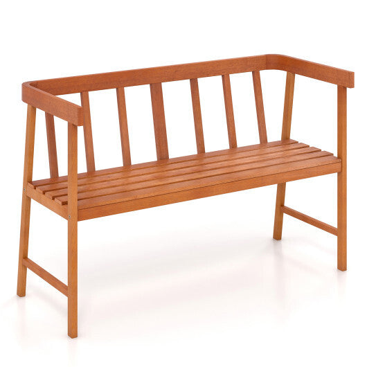 Outdoor Eucalyptus Wood Bench with Backrest and Armrests LuxuryLifeWay Online Store