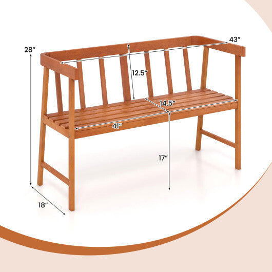 Outdoor Eucalyptus Wood Bench with Backrest and Armrests LuxuryLifeWay Online Store