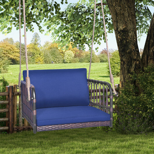 Single Person Hanging Seat with Seat and Back Cushions-Navy LuxuryLifeWay Online Store
