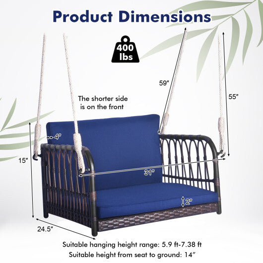 Single Person Hanging Seat with Seat and Back Cushions-Navy LuxuryLifeWay Online Store