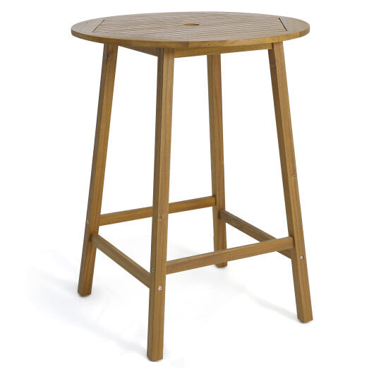 Bar Height Table with Umbrella Hole and Slatted Tabletop for Outdoors LuxuryLifeWay Online Store