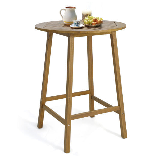 Bar Height Table with Umbrella Hole and Slatted Tabletop for Outdoors LuxuryLifeWay Online Store