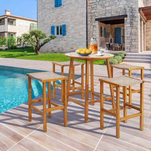 Patio Wood Bar Stools Set of 2/4-2Pieces LuxuryLifeWay Online Store