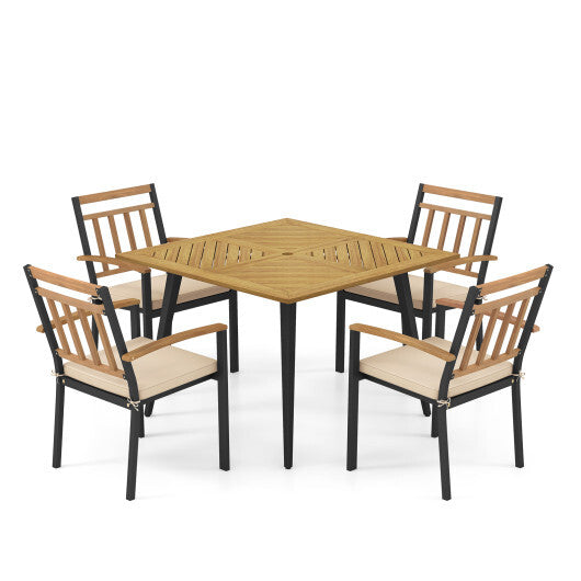 5 Pieces Patio Dining Set with Cushions and 1.9 inches Umbrella Hole LuxuryLifeWay Online Store