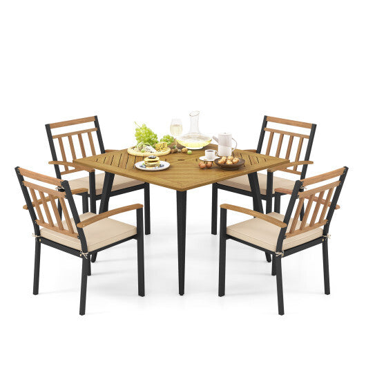 5 Pieces Patio Dining Set with Cushions and 1.9 inches Umbrella Hole LuxuryLifeWay Online Store