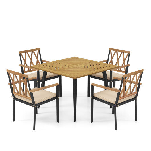 Outdoor Dining Table and Chairs with Cushions and 1.9 inches Umbrella Hole LuxuryLifeWay Online Store