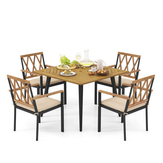 Outdoor Dining Table and Chairs with Cushions and 1.9 inches Umbrella Hole LuxuryLifeWay Online Store