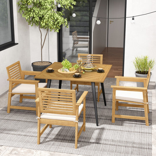 4-Person Acacia Wood Outdoor Dining Table for Garden  Poolside and Backyard LuxuryLifeWay Online Store