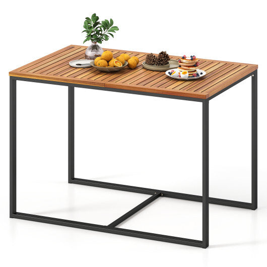 Acacia Wood Patio Dining Table with Metal Frame-Navy LuxuryLifeWay Online Store