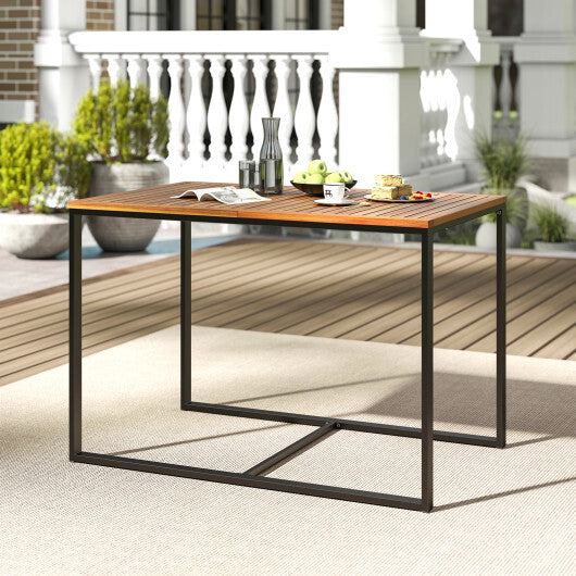 Acacia Wood Patio Dining Table with Metal Frame-Navy LuxuryLifeWay Online Store