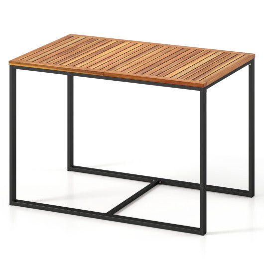 Acacia Wood Patio Dining Table with Metal Frame-Navy LuxuryLifeWay Online Store