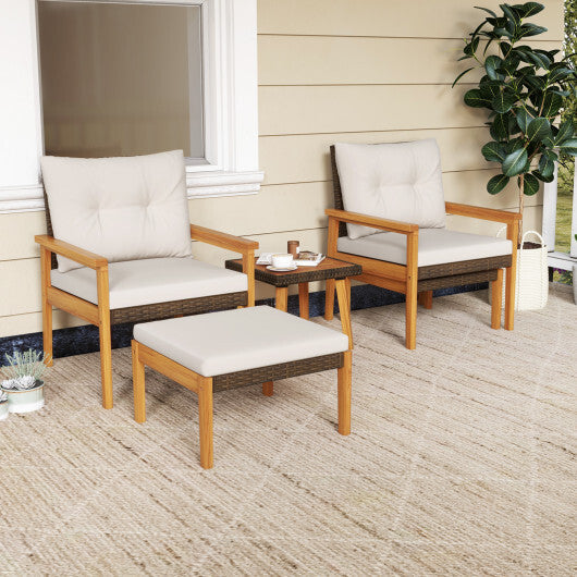 5 Piece Rattan Furniture Set with Square Coffee Table-White LuxuryLifeWay Online Store