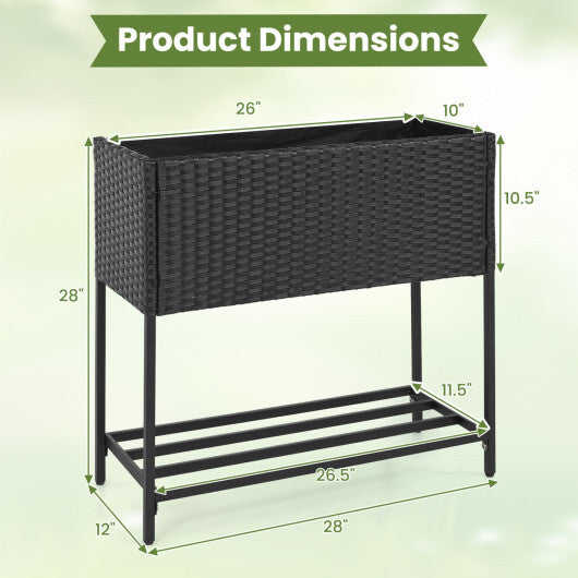 Wicker Raised Garden Bed with Storage Shelf and Removable Liner for Flowers LuxuryLifeWay Online Store
