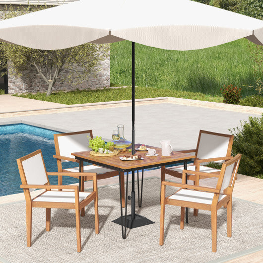 Stackable Outdoor Dining Chair Set of 2 with Acacia Wood Frame LuxuryLifeWay Online Store