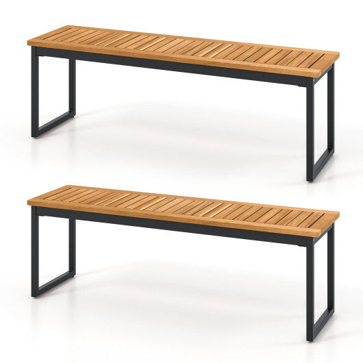 Set of 2 Patio Dining Bench for 2-3 Person Indoor Outdoor LuxuryLifeWay Online Store