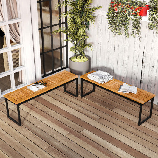 Set of 2 Patio Dining Bench for 2-3 Person Indoor Outdoor LuxuryLifeWay Online Store