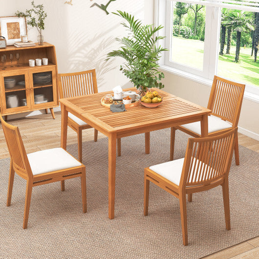 40 Inch Acacia Wood Dining Square Bistro Table with 1.96 Inch Umbrella Hole LuxuryLifeWay Online Store