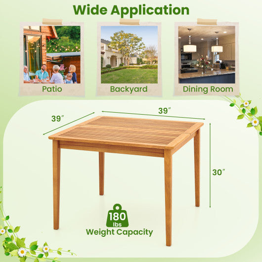 40 Inch Acacia Wood Dining Square Bistro Table with 1.96 Inch Umbrella Hole LuxuryLifeWay Online Store