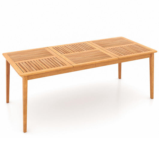 8-Person Outdoor Acacia Wood Dining Rectangular Bistro Table with Umbrella Hole LuxuryLifeWay Online Store
