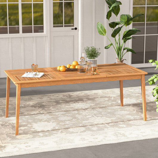 8-Person Outdoor Acacia Wood Dining Rectangular Bistro Table with Umbrella Hole LuxuryLifeWay Online Store