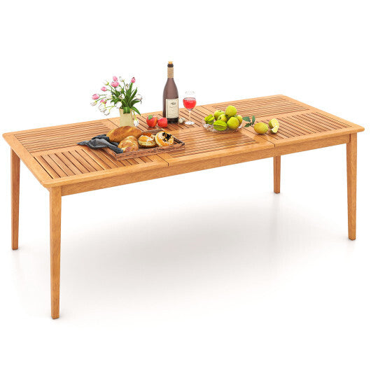 8-Person Outdoor Acacia Wood Dining Rectangular Bistro Table with Umbrella Hole LuxuryLifeWay Online Store