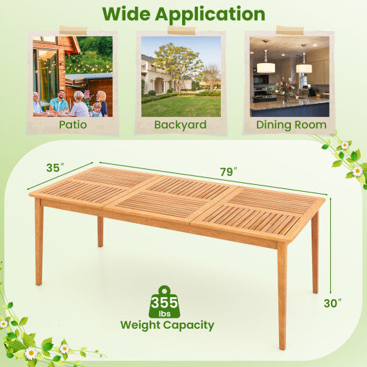 8-Person Outdoor Acacia Wood Dining Rectangular Bistro Table with Umbrella Hole LuxuryLifeWay Online Store