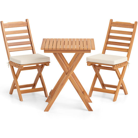 Folding Chair Table Set with Soft Seat Cushions and Table-White LuxuryLifeWay Online Store