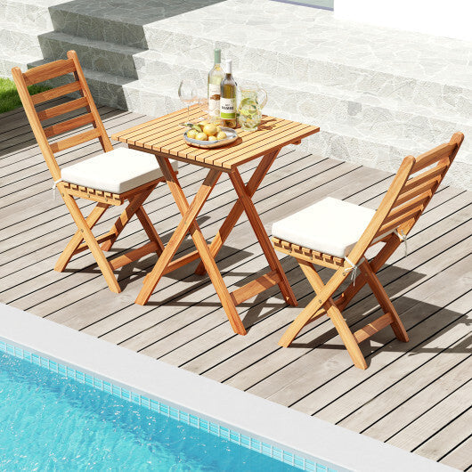 Folding Chair Table Set with Soft Seat Cushions and Table-White LuxuryLifeWay Online Store