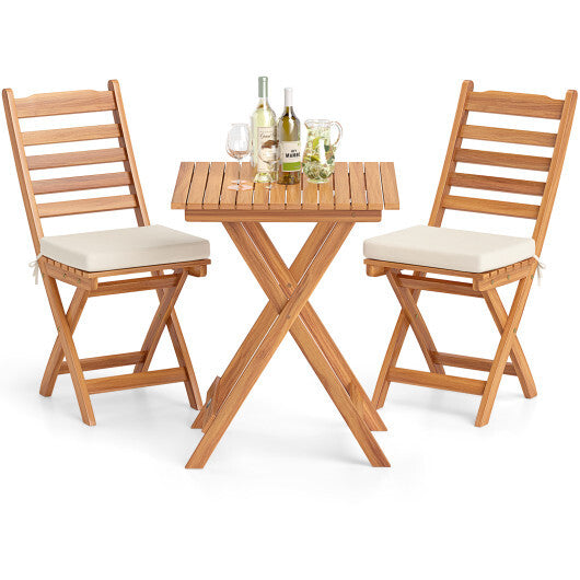 Folding Chair Table Set with Soft Seat Cushions and Table-White LuxuryLifeWay Online Store