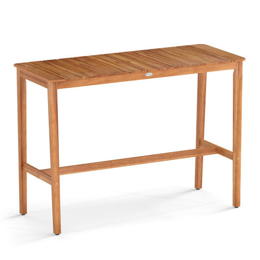 Acacia Wood Counter Height Table with Slatted Tabletop and Footrest Crossbar LuxuryLifeWay Online Store