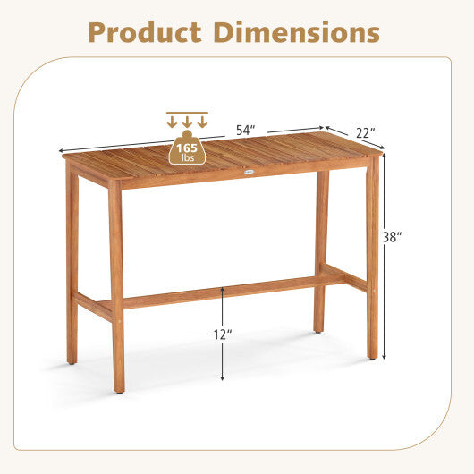 Acacia Wood Counter Height Table with Slatted Tabletop and Footrest Crossbar LuxuryLifeWay Online Store