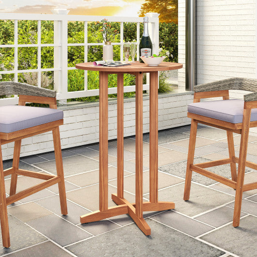 39 Inch Outdoor Acacia Wood Bar Table with Slatted Table Top LuxuryLifeWay Online Store