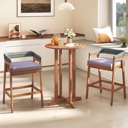 39 Inch Outdoor Acacia Wood Bar Table with Slatted Table Top LuxuryLifeWay Online Store