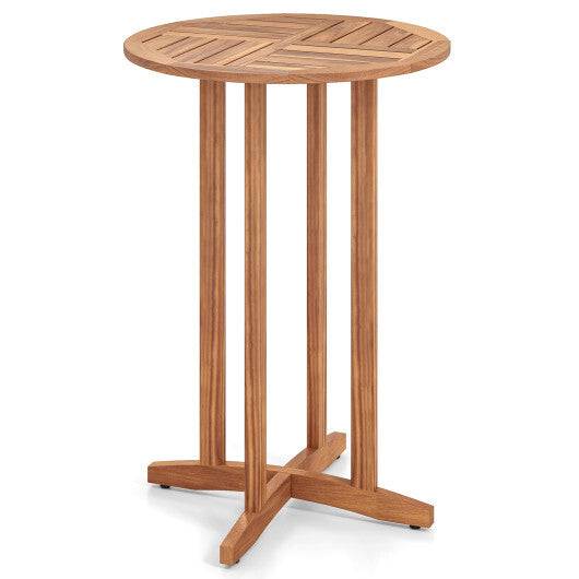 39 Inch Outdoor Acacia Wood Bar Table with Slatted Table Top LuxuryLifeWay Online Store
