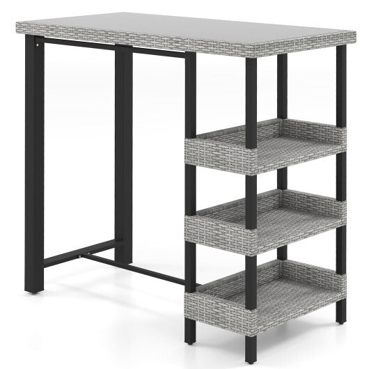 43.5 Inch Outdoor Bar Table with Tempered Glass Top LuxuryLifeWay Online Store