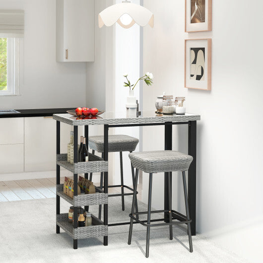43.5 Inch Outdoor Bar Table with Tempered Glass Top LuxuryLifeWay Online Store