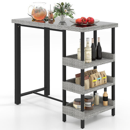 43.5 Inch Outdoor Bar Table with Tempered Glass Top LuxuryLifeWay Online Store