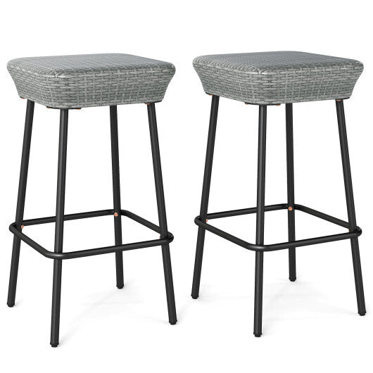 29.5 Inches Patio Bar Stools Set of 2 with Rattan Seat and Footrest LuxuryLifeWay Online Store
