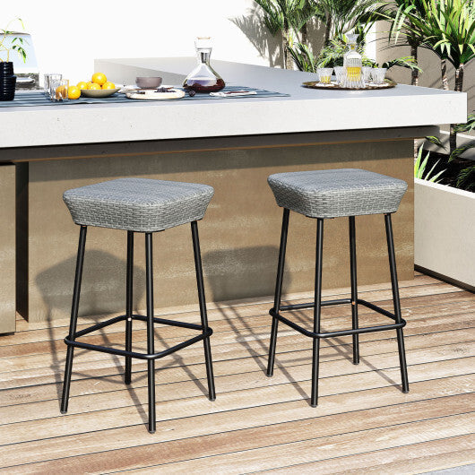 29.5 Inches Patio Bar Stools Set of 2 with Rattan Seat and Footrest LuxuryLifeWay Online Store