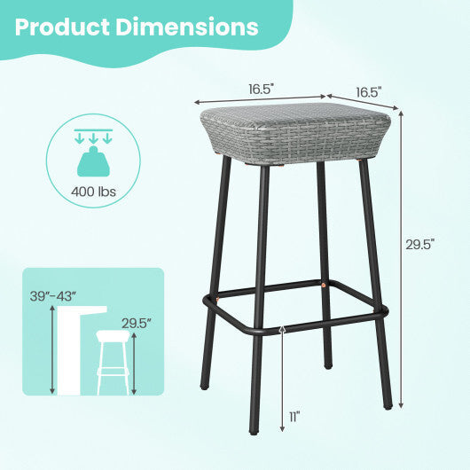 29.5 Inches Patio Bar Stools Set of 2 with Rattan Seat and Footrest LuxuryLifeWay Online Store