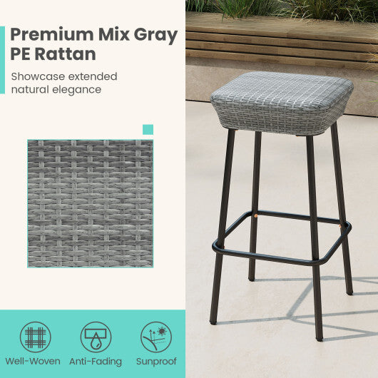 29.5 Inches Patio Bar Stools Set of 2 with Rattan Seat and Footrest LuxuryLifeWay Online Store