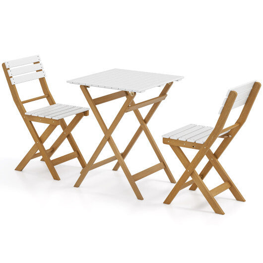 3 Piece Folding Patio Bistro Set with Foldable Design Acacia Wood Porch Chairs and Square Table LuxuryLifeWay Online Store