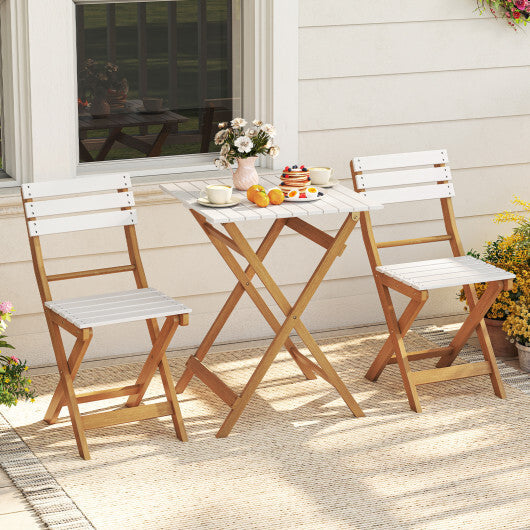 3 Piece Folding Patio Bistro Set with Foldable Design Acacia Wood Porch Chairs and Square Table LuxuryLifeWay Online Store